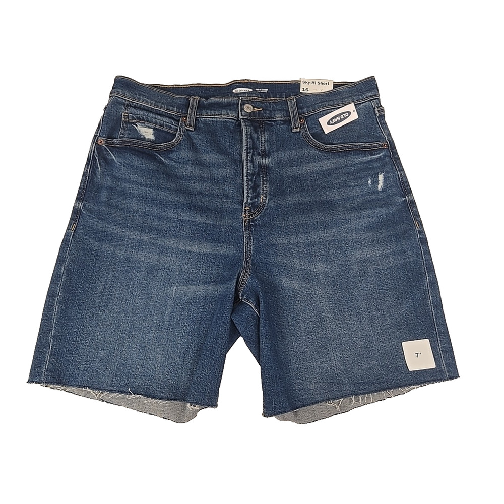 Old Navy Womens Blue Jean Sky Hi Shorts High Waisted Cut Off Size 16 New